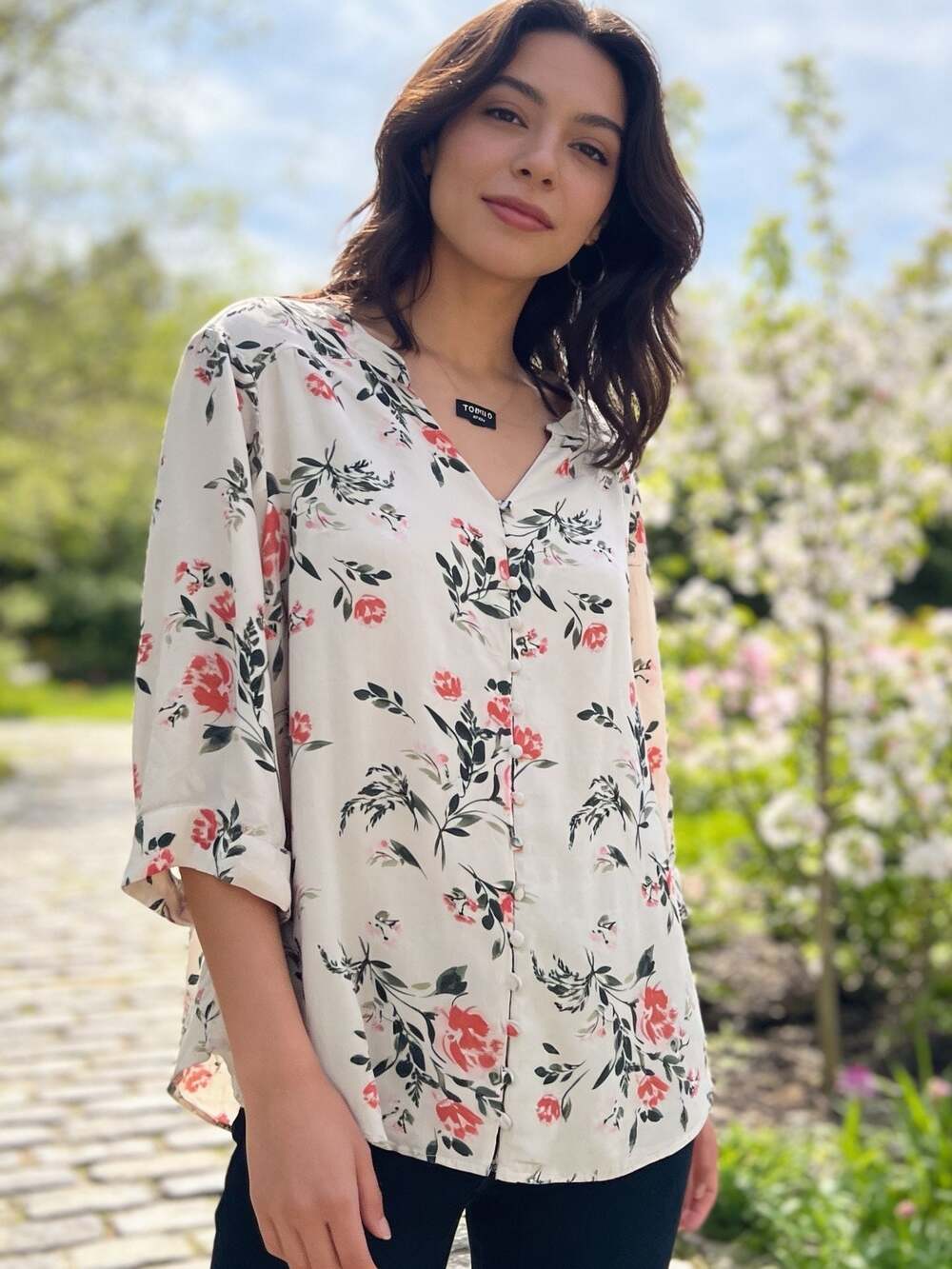 Torrid Harper Floral Print 3/4 Sleeve Georgette Blouse Size 3/XL